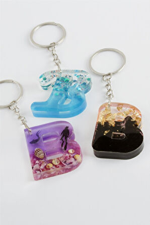 B Harfli Epoksi Anahtarlık