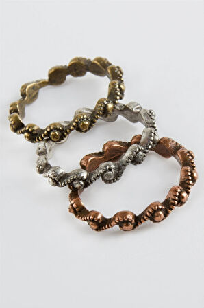 3 Adet Zikzak Metal Yüzük