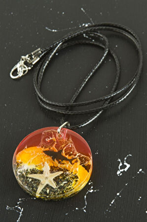 Köpek Balığı Gün Batımı Epoksi Kolye