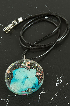 Ortanca Çiçek Epoksi Kolye