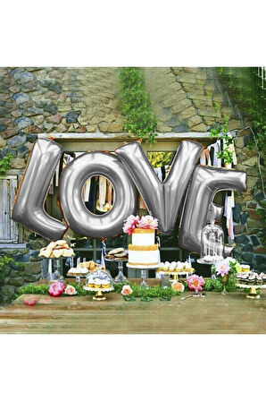 Gümüş Renkli 16*36 Harfli Folyo Balon