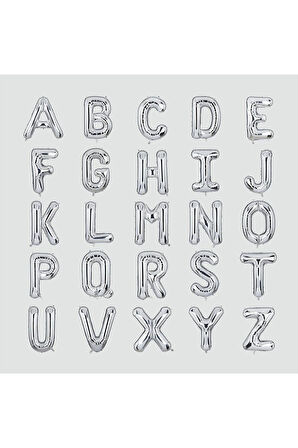 Gümüş Renkli 16*36 Harfli Folyo Balon