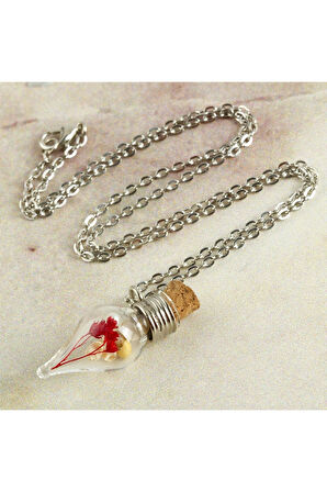 Çiçek Fanus Canlı Kolye