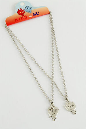 Ateş ve Su 2'li Metal Kolye