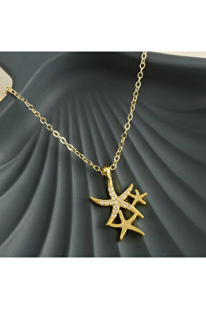 Deniz Yıldızı Zirkon Taşlı Trend Kolye