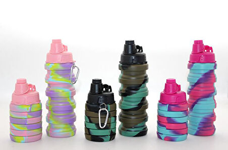 Katlanabilir Portatif Silikon Su Şişesi 500 Ml Model 2