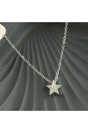 Yıldız Zirkon Taşlı Trend Kolye