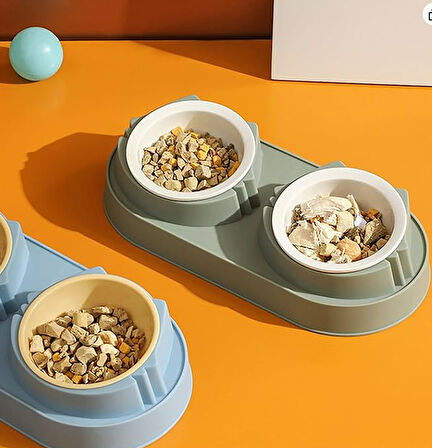 Mikopet Çift Bölmeli Mama ve Su Kabı