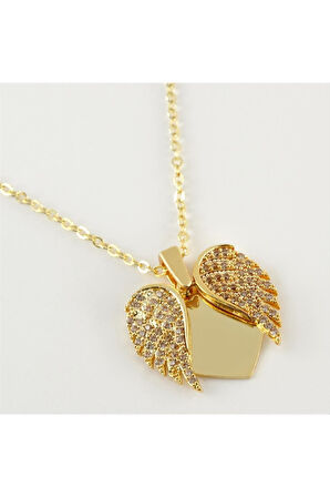 Kanat Açılır Kapanır Zirkon Taşlı Trend Kolye