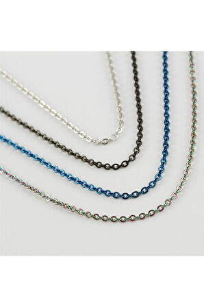 Ters Düz Çelik Zincirli Kolye 50 cm