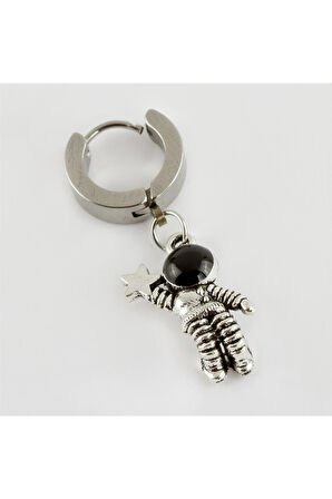 Astronot Figürlü Çelik Erkek Küpe 1 Adet