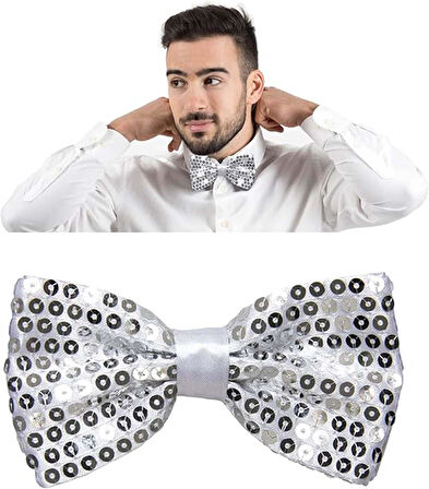 Gümüş Payetli Pullu Papyon