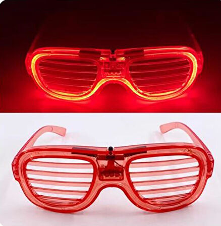 Kırmızı Led Işıklı Parti Gözlüğü - Neon 3 Modlu