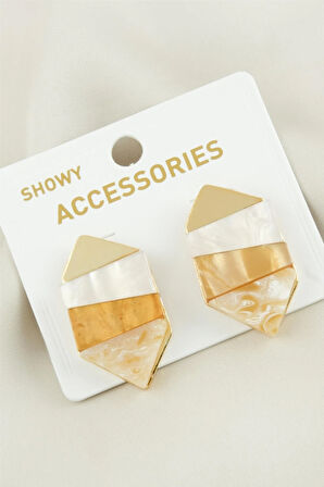 Sedef Taşlı Metal Küpe