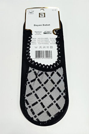 Çarpı Dantel Babet Çorap