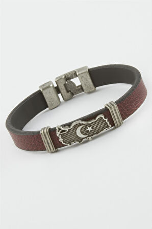 Ay Yıldız Suni Deri Bileklik