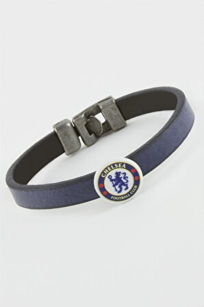 Lacivert Renkli Suni Deri Bileklik