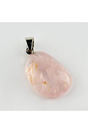 Pembe Kuvars Doğaltaş Kolye Ucu