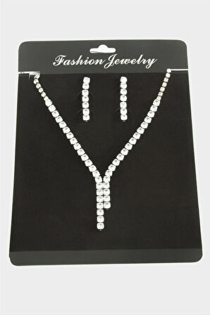 Tamtur Zirkon Taşlı Lüks Set Kolye 5 mm