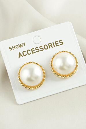 Yuvarlak Trend İnci Küpe