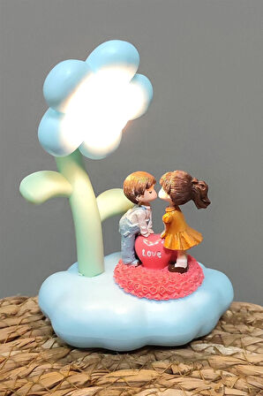 Sevgili Çift Papatya Işıklı Masa Lambası