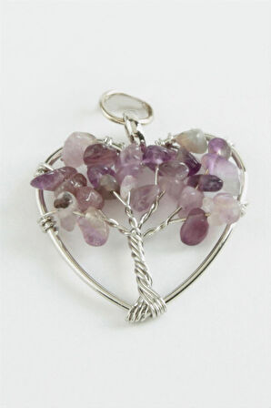 Ametist Kalp Doğaltaş Kolye Ucu