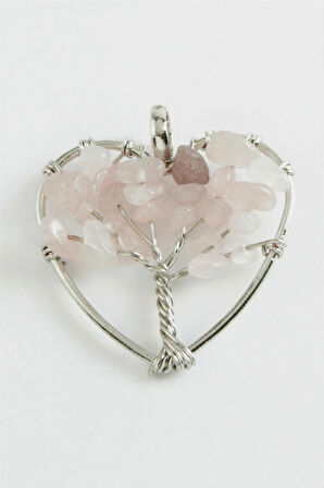 Pembe Kuvars Kalp Doğaltaş Kolye Ucu