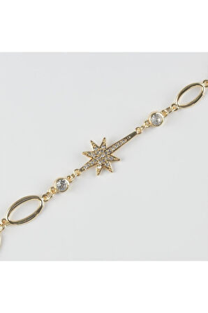 Yıldız Figürlü Taşlı Metal Bileklik