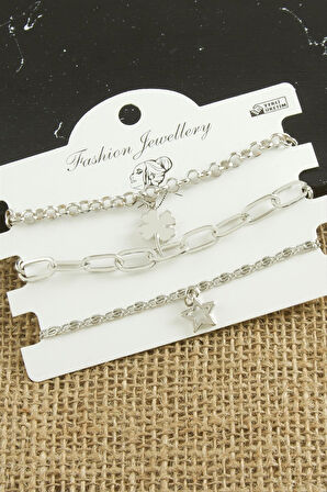 3 Adet Yonca Trend Zincir Bileklik