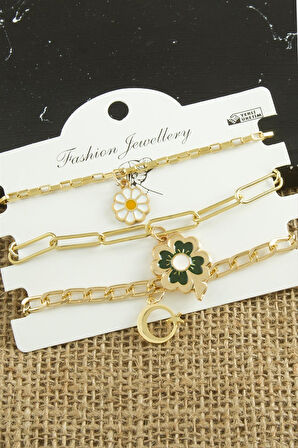 3 Adet Yonca Trend Zincir Bileklik