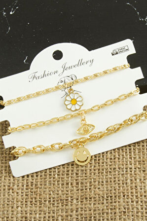 3 Adet Papatya Trend Zincir Bileklik