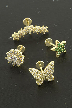 Tragus Zirkon Taşlı  Piercing 1 Adet