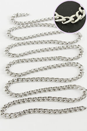 5 mm Düz Gümüş Renkli Çelik Zincir 1 Metre