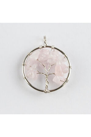 Pembe Kuvars Doğaltaş Kolye Ucu