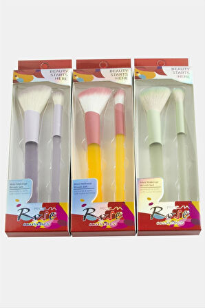 2 Adet Rose Allık ve Far Fırçası