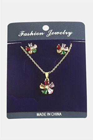 Papatya Zirkon Taşlı Set Kolye