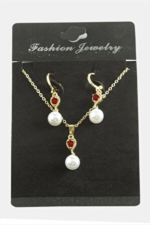 Damla İnci Zirkon Taşlı Set Kolye