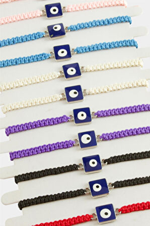 Kare Nazar Makrome Örgülü Bileklik