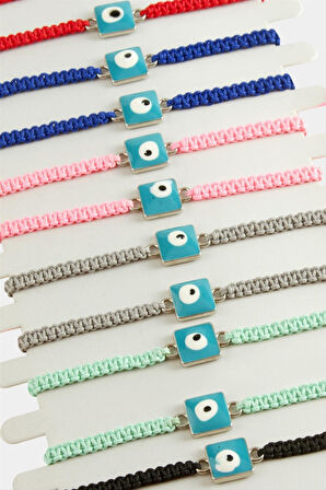 Kare Nazar Makrome Örgülü Bileklik