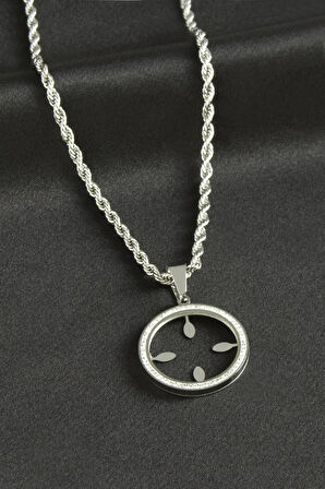 Çiçek Lüks Çelik Kolye