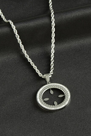 Çiçek Lüks Çelik Kolye