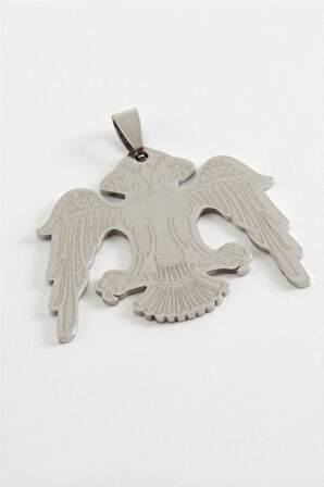 Çift Başlı Kartal Çelik Kolye Ucu 3,5 cm