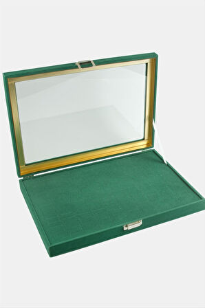 Cam Kapaklı Anfora Kumaş Batırmalı Yüzük Standı 24*34 cm