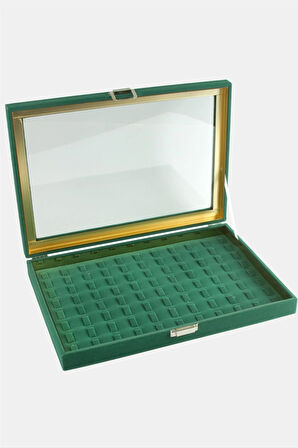 Cam Kapaklı Anfora Kumaş Tırnaklı Yüzük Standı 24*34 cm