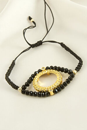 Çeyrek Altın Koyulabilir Kristal Taşlı Bileklik