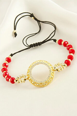 Çeyrek Altın Koyulabilir Kristal Taşlı Bileklik