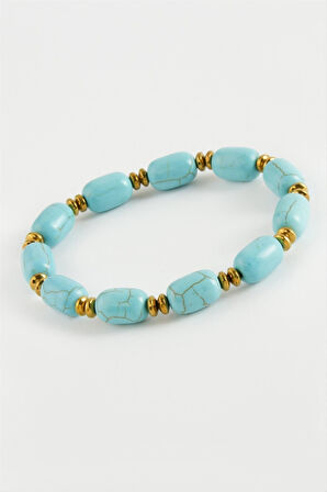 Silindir Turkuaz Doğaltaş Bileklik