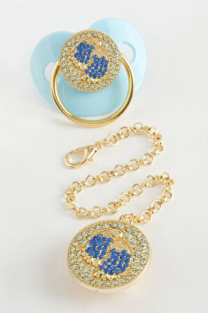 Bebek Ayak İzi Zirkon Taşlı Emzik Takım