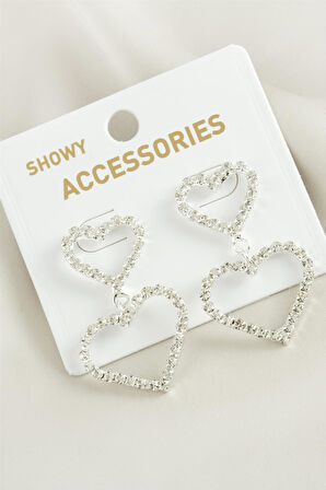 Kalp Suyolu Taşlı Küpe