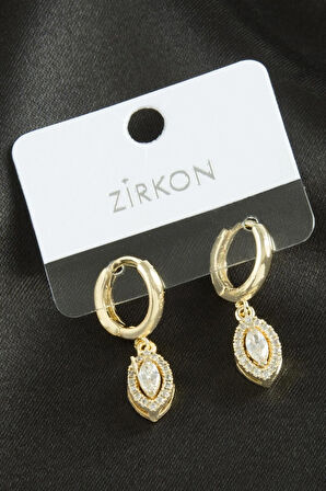 Oval Zirkon Taşlı Küpe